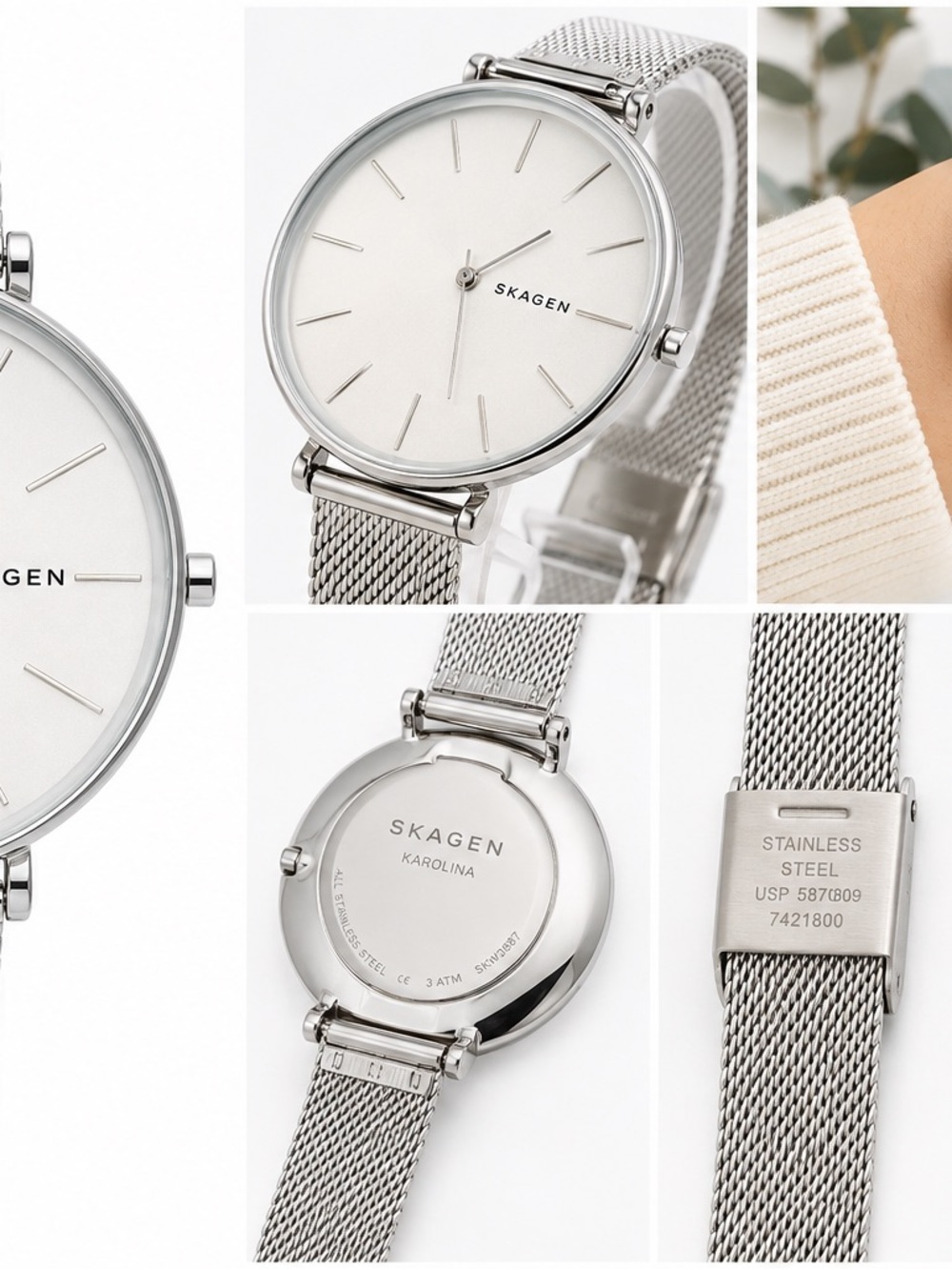 Skagen Silver Mesh Women's Watch with White Dial
